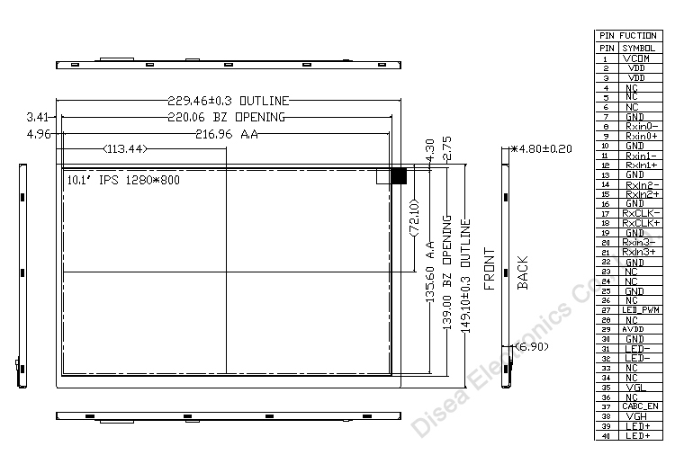 ZW-T101QIH-30 outline drawing