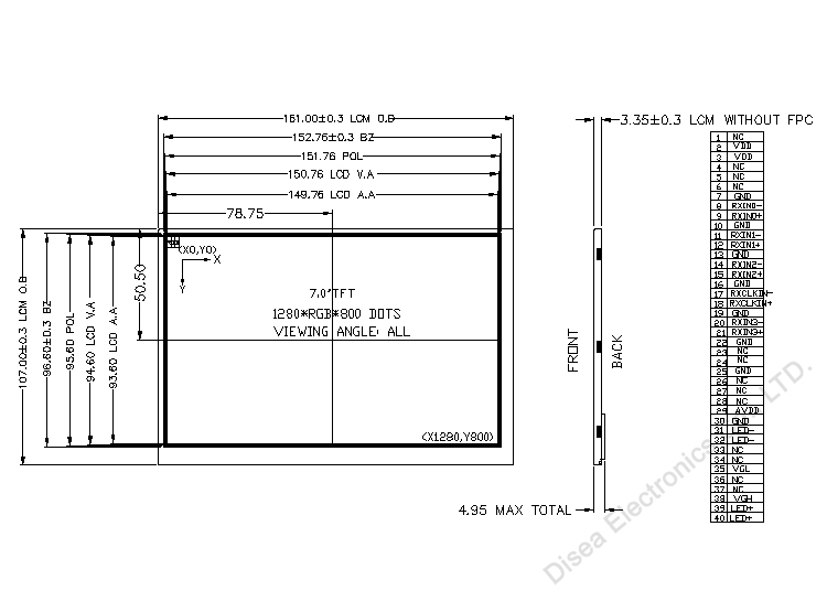 ZW-T070TIS-01 outline drawing