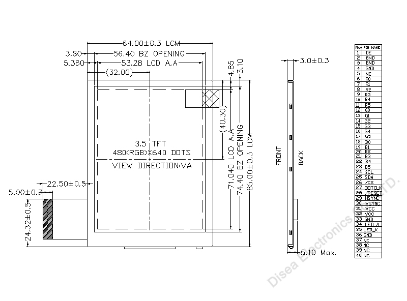 ZW-T035GCIA-01 outline drawing