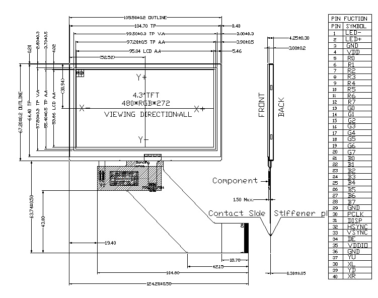 zw-t043gpr-01p outline drawing