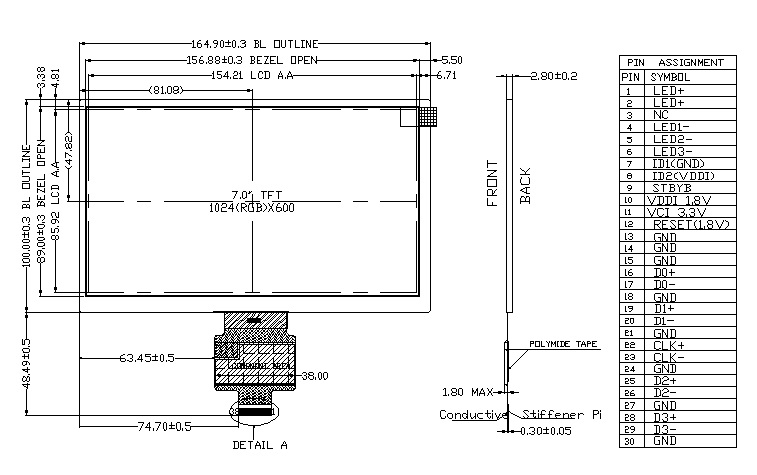 ZW-T070BAEN-01 outline drawing