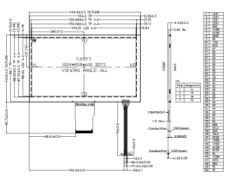 ZW-T070BAHA-07P outline drawing