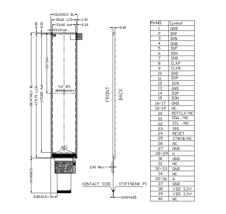 ZW-T070HURA-01 outline drawing