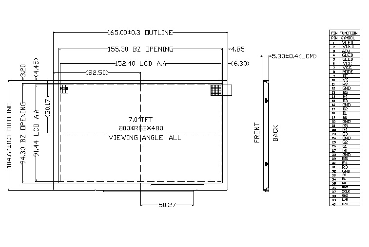 ZW-T070JWHA-02 outline drawing