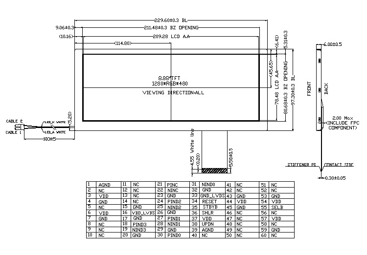 ZW-T088BZHA-01 outline drawing